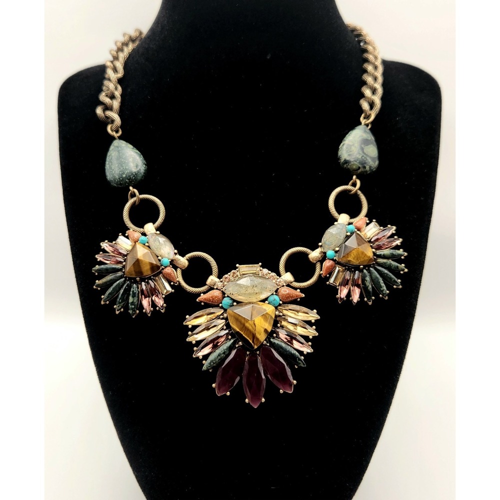 Chloe Isabel Wild Earth Necklace Jeweled Floral Bib Rhinestone Crystal Boho
